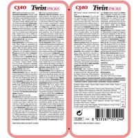 INABA Ciao Twin Packs, Ton și Pui, plic hrană umedă fără cereale pisici, (topping), 80g - 3