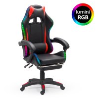 Scaun ergonomic de gaming OFF 303 cu lumini RGB, piele ecologica, negru - 1