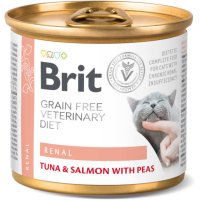 BRIT VD Renal, Ton și Somon, dietă veterinară, conservă hrană umedă fără cereale pisici, sistem renal, (în aspic), 200g - 2