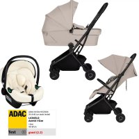 Carucior 3 in 1 Lionelo Sia Flex, Pliabil, Ideal pentru Calatorii, Beige Sand/Beige Cream - 1