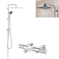 Set Grohe: Coloana dus 250 cu palarie patrata si baterie cada/dus Grohtherm 1000 Performance (26694001, 34830000) - 1