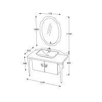 Set mobilier baie Pierre Cardin Venus 3 piese negru-aramiu 120 cm - 3