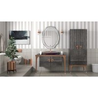 Set mobilier baie Pierre Cardin Venus 3 piese negru-aramiu 120 cm - 2