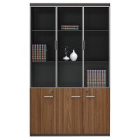 Biblioteca Oscar cu usi din sticla nuc - dimensiuni 120x40x200cm - 1