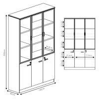 Biblioteca Oscar cu usi din sticla nuc - dimensiuni 120x40x200cm - 5