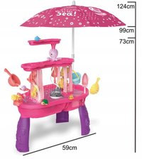 Set masa interactiva de apanisip 2in1 cu umbrela si cascada electrica Matadi Waterfall Pink cu jucarii incluse,moara de apa,cascada,lansator de mingii si figurine - 2