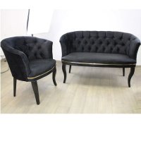 Set canapea Milano Relax 2+1, Homs textil negru - 1