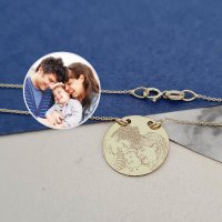 Lantisor personalizat cu poza - Bucurii captate - Pandantiv banut 15 mm - Aur Galben 14K - 1