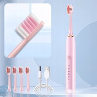 Periuta de dinti electrica reincarcabila sonica, 42.000 miscari/minut, 6 moduri smart de curatare cu temporizator, 4 cap - 3