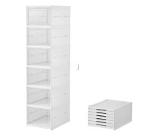 Etajera pentru pantofi cu 6 rafturi pliabila plastic de calitate transparent si rezistent - 1
