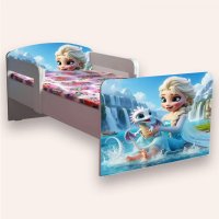 Pat pentru copii Elsa si dragonul, cu manere, 130x60 cm, pentru varsta 2-6 ani - 2