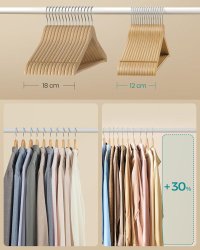 Set de 30 umerase din lemn, Songmics, Natural, 43 x 21 cm - 7