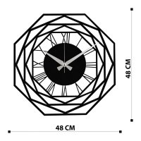 Ceas de perete decorativ din metal Enzoclock Negru 48x48 cm - 6