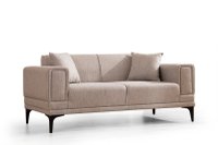 Canapea fixa HORIZON, 2 locuri, maro deschis, 170x85x77 cm - 1