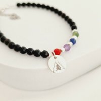 Bratara Vitalitate - Elementele Naturii - Charm si bilute 2.5 mm din Argint 925 - Pietre semipretioase Spinel combinat cu Coral, Ametist, Lapis si Agat - Inchizatoare carabina cu prelungire - 1