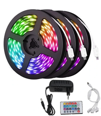 Kit banda LED RGB 15 m, 3 role de 5 m, telecomanda 24 taste - 1