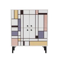 Comoda MULTILUX MIDIA, 95 x 36 x 111 cm, alb, maro, mov si galben - 1