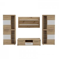 Living ALX, 4 module, design artisan, alb, dimensiuni 334x55x200 cm - 1