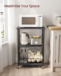 Raft bucatarie cu roti, Vasagle, Maro-Negru, 60x40x84 cm - 1
