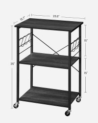 Raft bucatarie cu roti, Vasagle, Maro-Negru, 60x40x84 cm - 2