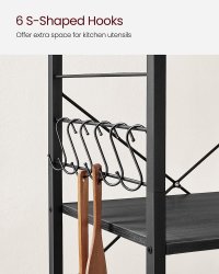 Raft bucatarie cu roti, Vasagle, Maro-Negru, 60x40x84 cm - 6