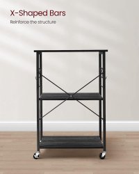 Raft bucatarie cu roti, Vasagle, Maro-Negru, 60x40x84 cm - 7