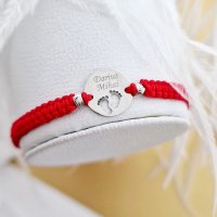 Bratara personalizata din aur alb 14K, banut decupat cu picioruse de 12 mm si 2 bilute de 3 mm, snur reglabil - 1