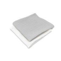 Set 2 museline, Qmini, Multifunctionale, Din material certificat Oeko Tex Standard 100, 30x30 cm, Grey si Cream - 1