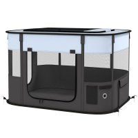 PawHut Țarc pentru Câini cu 7 Feronete, 3 Uși și 2 Pungi de Depozitare, 84x64x53 cm, Negru | Aosom Romania - 1