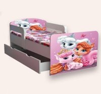 Pat pentru copii Palace Pets cu manere si sertar, 2-12 ani, 160x80 cm - 1