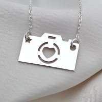 Lantisor personalizat din Argint 925 cu pandantiv aparat foto si stea decupata, lant box - Chic Bijoux - 1
