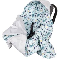 Paturica de infasat pentru scaun auto Infantilo Velvet IF19109, Blue Rabbit Gri - 1