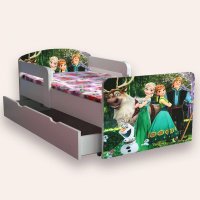 Pat pentru copii Frozen varianta 2, cu manere si sertar, 2-8 ani, 140x70 cm - 2