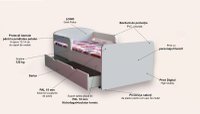 Pat pentru copii Frozen varianta 2, cu manere si sertar, 2-8 ani, 140x70 cm - 1