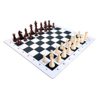 Set King64: Piese sah lemn Staunton 6 +Tabla sah mousepad negru + Geanta Deluxe - 1