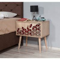 Noptiera Two 122 cu 2 sertare, PAL laminat si picioare din carpen - 1