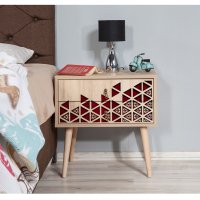 Noptiera Two 122 cu 2 sertare, PAL laminat si picioare din carpen - 2