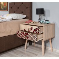 Noptiera Two 122 cu 2 sertare, PAL laminat si picioare din carpen - 3