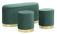 Set 3 Piese Mauro Ferretti Banca Cu Depozitare Si Taburet Shopy Green 80x37x42-29x33 | Aosom Romania - 1