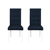 Set 2 scaune living TEO LUX, picioare lemn alb, piele ecologica albastru, 46x60x98 cm - 1