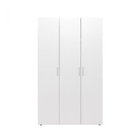 Dulap ALMA L, 3 usi, 6 rafturi, bara de haine, alb, 120x52x203 cm - 1