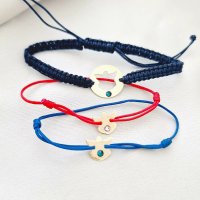 Set Bijuterii Familie Personalizata – 3 Bratari – Ingerasi cu Cristale Swarovski – Aur galben 14K – Snur Reglabil - 1