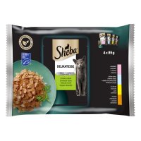 SHEBA Delicatese Mixte pentru Pisici, Carne si Peste, Hrană Umedă în Aspic, Multipack 85g x 4buc - 1