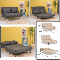 Canapea extensibila 2 locuri Sidney – 120x85x80 cm, stofă bej-gri - 1
