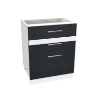 Corp inferior 60 YANA, 3 sertare, corp alb, fronturi gri + alb, 60x50x77 cm - 1