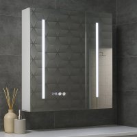 Dulap de baie suspendat EDGE cu oglinda si iluminare LED, 2 usi, alb, 70x15x68 cm - 1