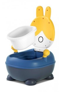 Olita pentru copii Little Mom Rabbit Yellow, cu adaptor moale din PU, vas colector detasabil, capac rabatabil cu functie de spatar ergonomic, picioruse antiaderente, dimensiune 36 x 32.5 x 53 cm - 6