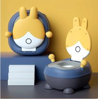 Olita pentru copii Little Mom Rabbit Yellow, cu adaptor moale din PU, vas colector detasabil, capac rabatabil cu functie de spatar ergonomic, picioruse antiaderente, dimensiune 36 x 32.5 x 53 cm - 10