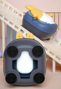 Olita pentru copii Little Mom Rabbit Yellow, cu adaptor moale din PU, vas colector detasabil, capac rabatabil cu functie de spatar ergonomic, picioruse antiaderente, dimensiune 36 x 32.5 x 53 cm - 11