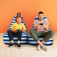 Fotoliu Puf Bean Bag tip Chill XL Regular Stripes Blue - 4